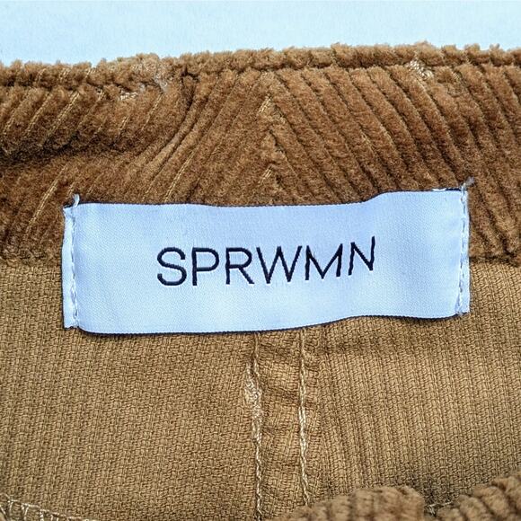SPRWMN Corduroy Pants 23 Brown Micro Flare High Rise Wide Wale Stretch - Picture 2 of 10